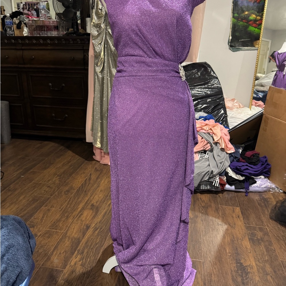 Shimmering Asymmetrical Purple Dress